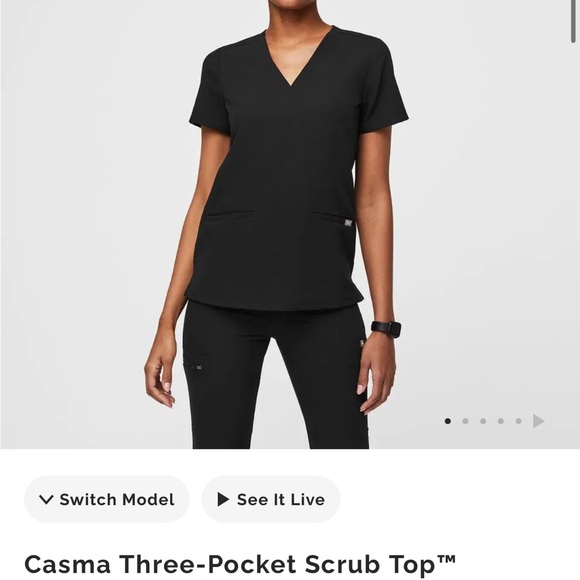 Black Three-Pocket Scrub Top - Picture 1 of 6